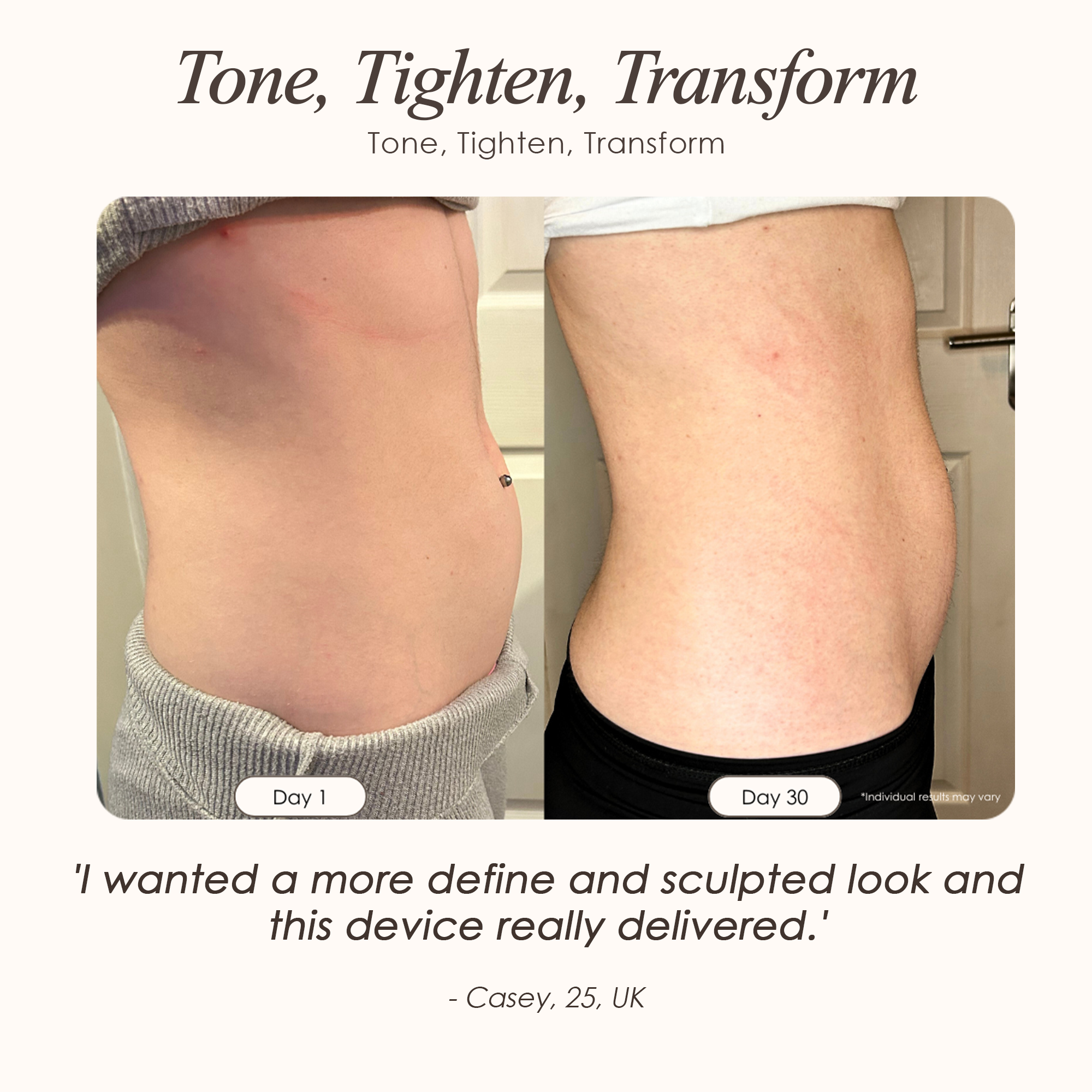 visible results after 30 days of using the LED light therapy 