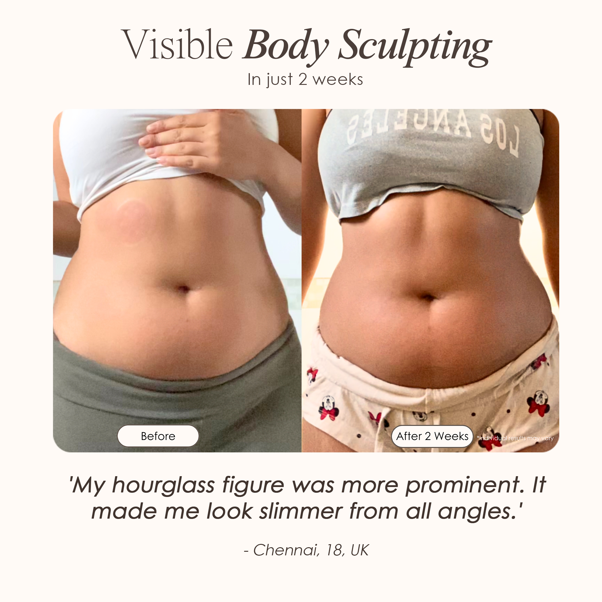 visible results after 14 days of using the Body Sculpting device